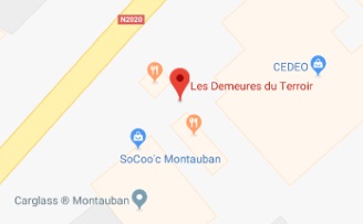 plan d'accès google maps des Demeures du Terroir à Montauban